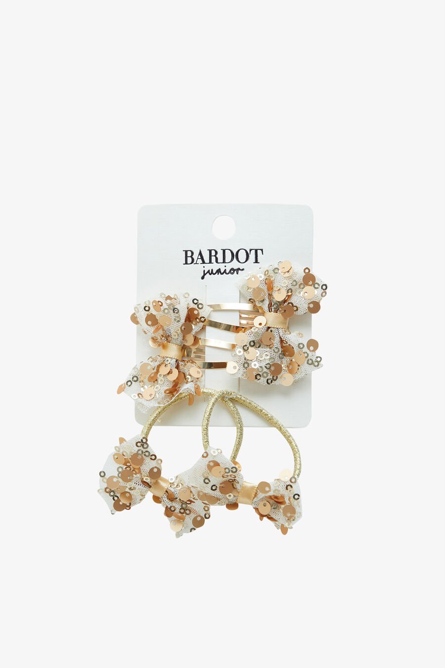 BOW CLIP AND HAIR TIE SET in colour GOLD