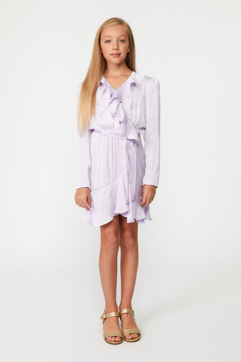 GIRLS WINONA WRAP DRESS in colour LILAC CHIFFON