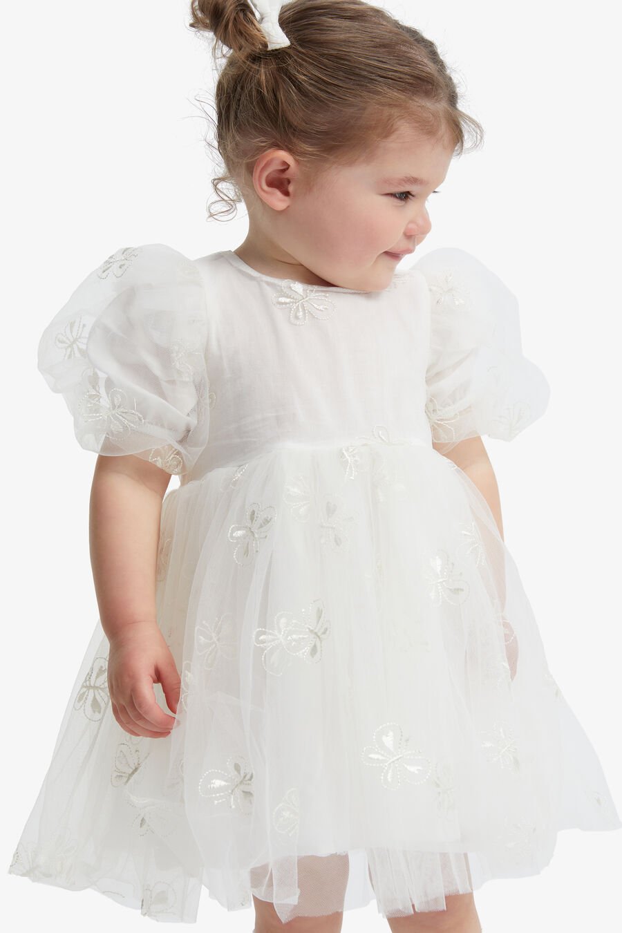 BUTTERFLY TULLE MINI DRESS in colour ORCHIDWHT