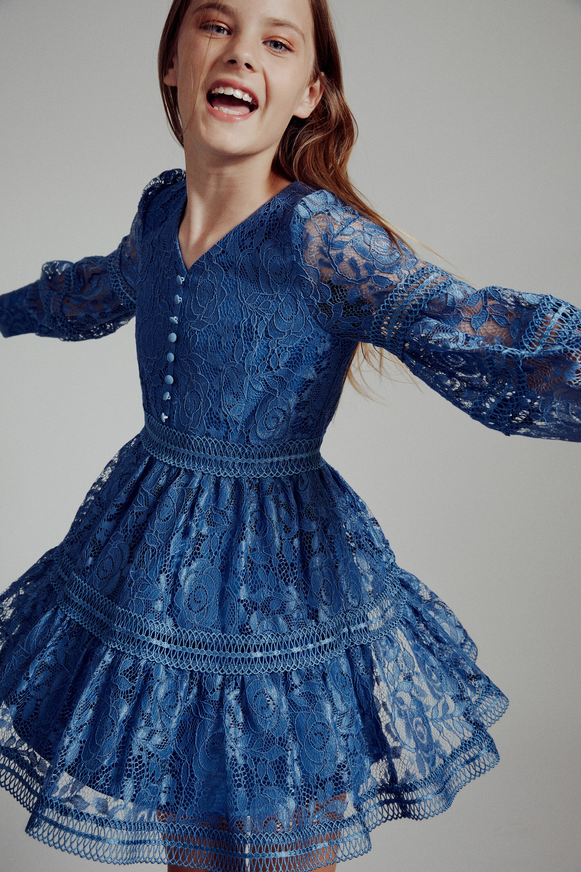 chinese dress ladies Bardot Remy Lace Mini Dress in Blue – TrenLend