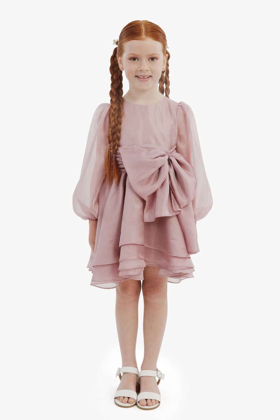 ENYA ORGANZA MINI DRESS in colour DUSTY ROSE