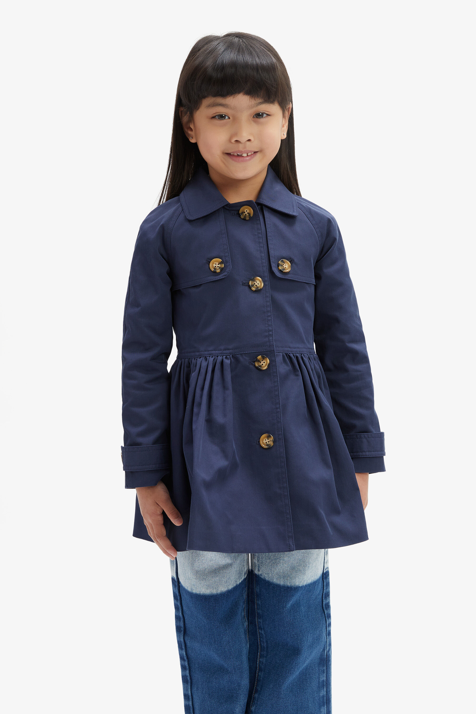 Girls navy discount trench coat