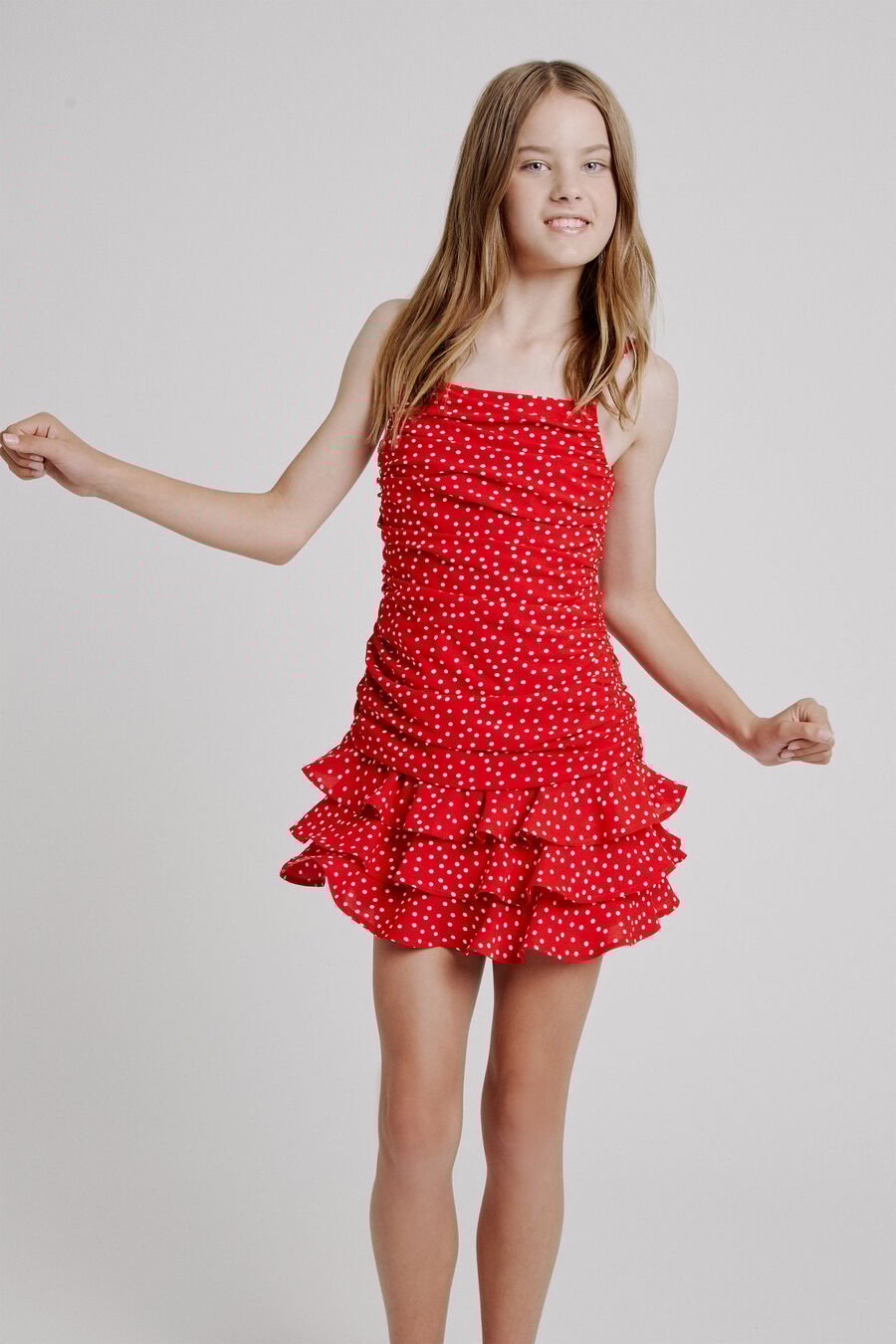 LIA SPOT DRESS in colour RED SPOT
