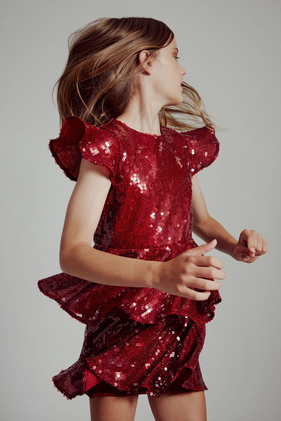 MINDIE SEQUIN DRESS in colour BURGUNDY