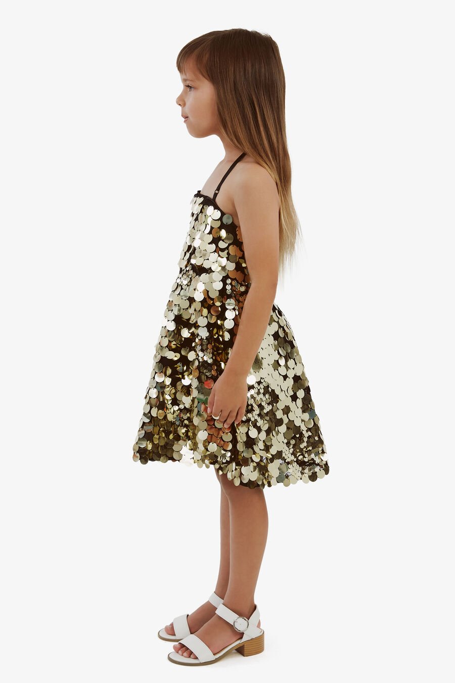 SEQUIN HALTER DRESS in colour GOLDFOIL