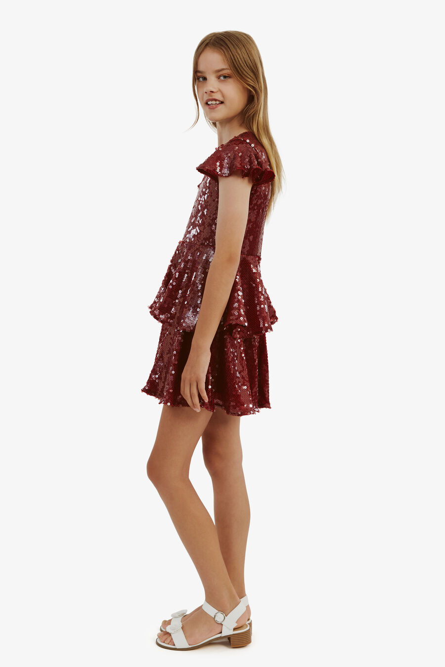 MINDIE SEQUIN DRESS in colour BURGUNDY