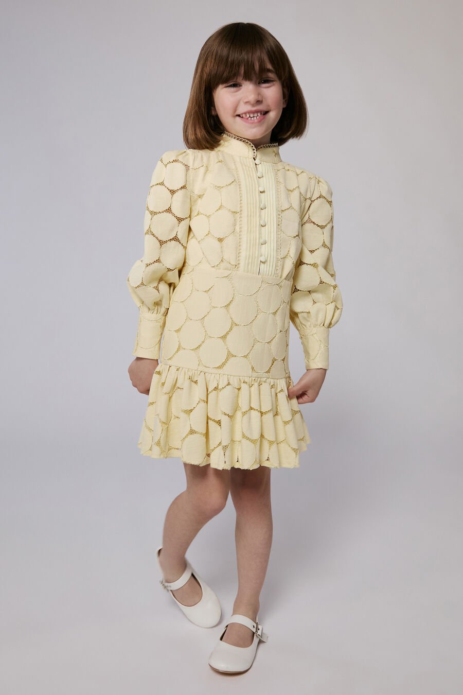 TAMARA SPOT DRESS in colour Lemon