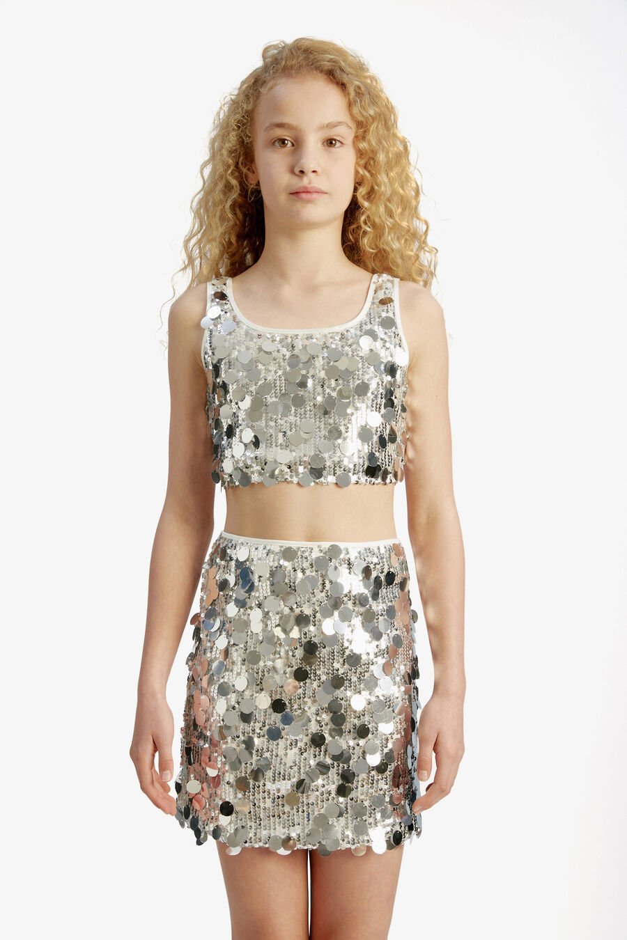 KATANA SEQUIN TOP in colour SILVER