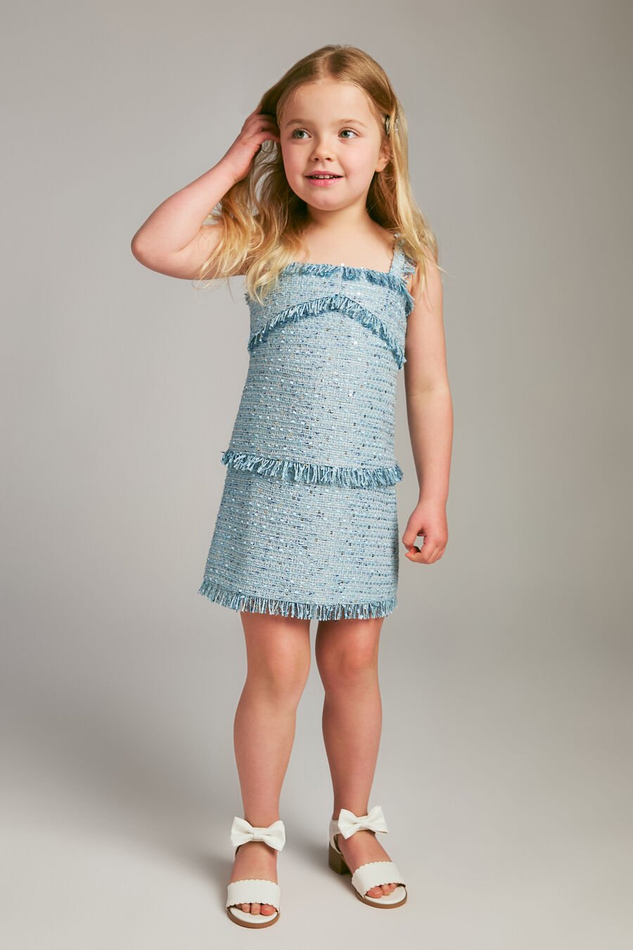 JAYDE BOUCLE DRESS in colour Blue