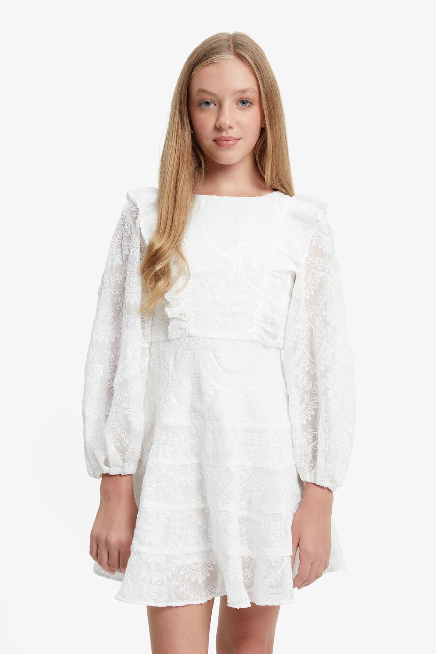 LORETTA CHIFFON DRESS in colour IVORY