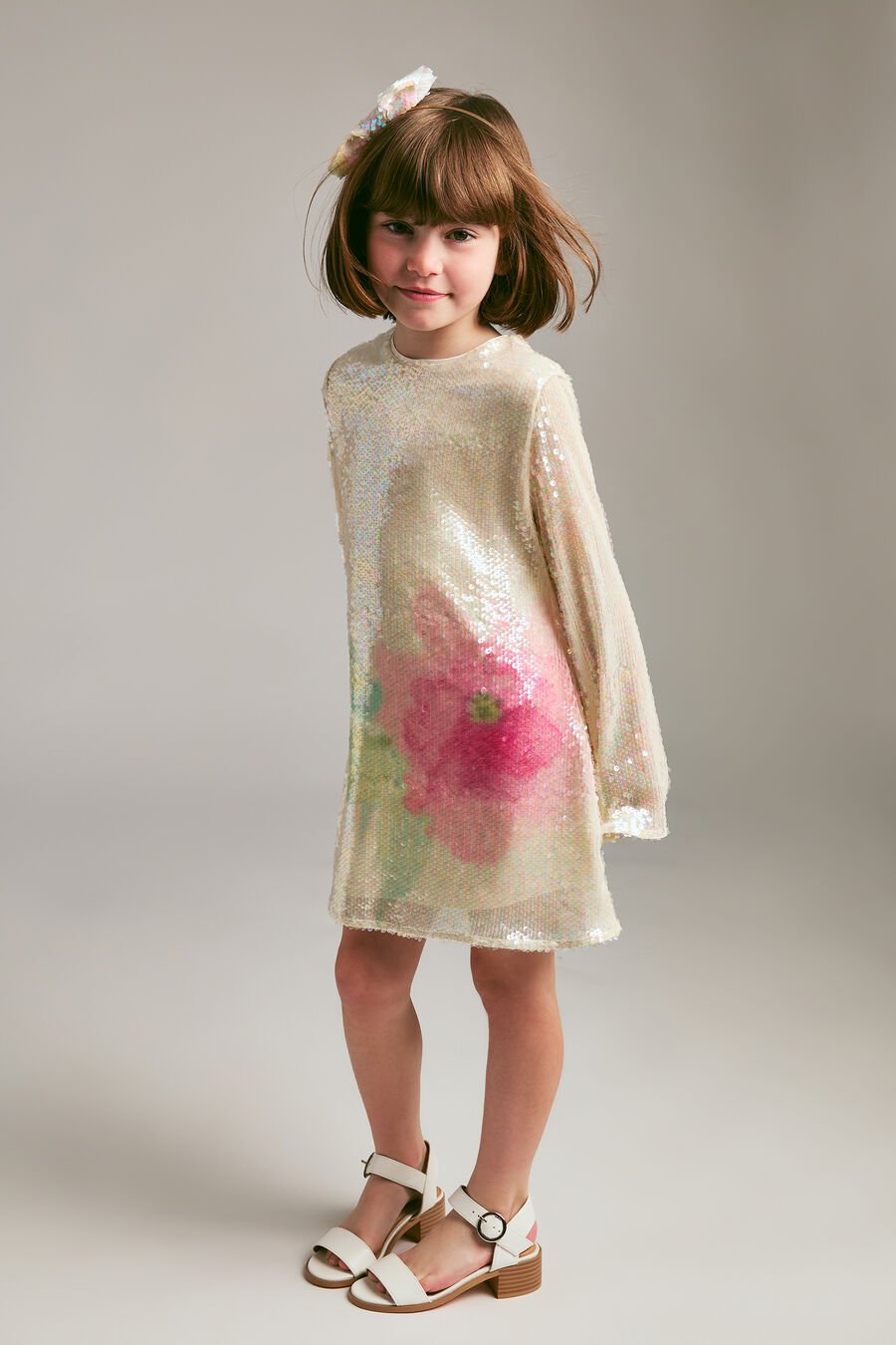 FLORA SEQUIN DRESS in colour Pink Floral