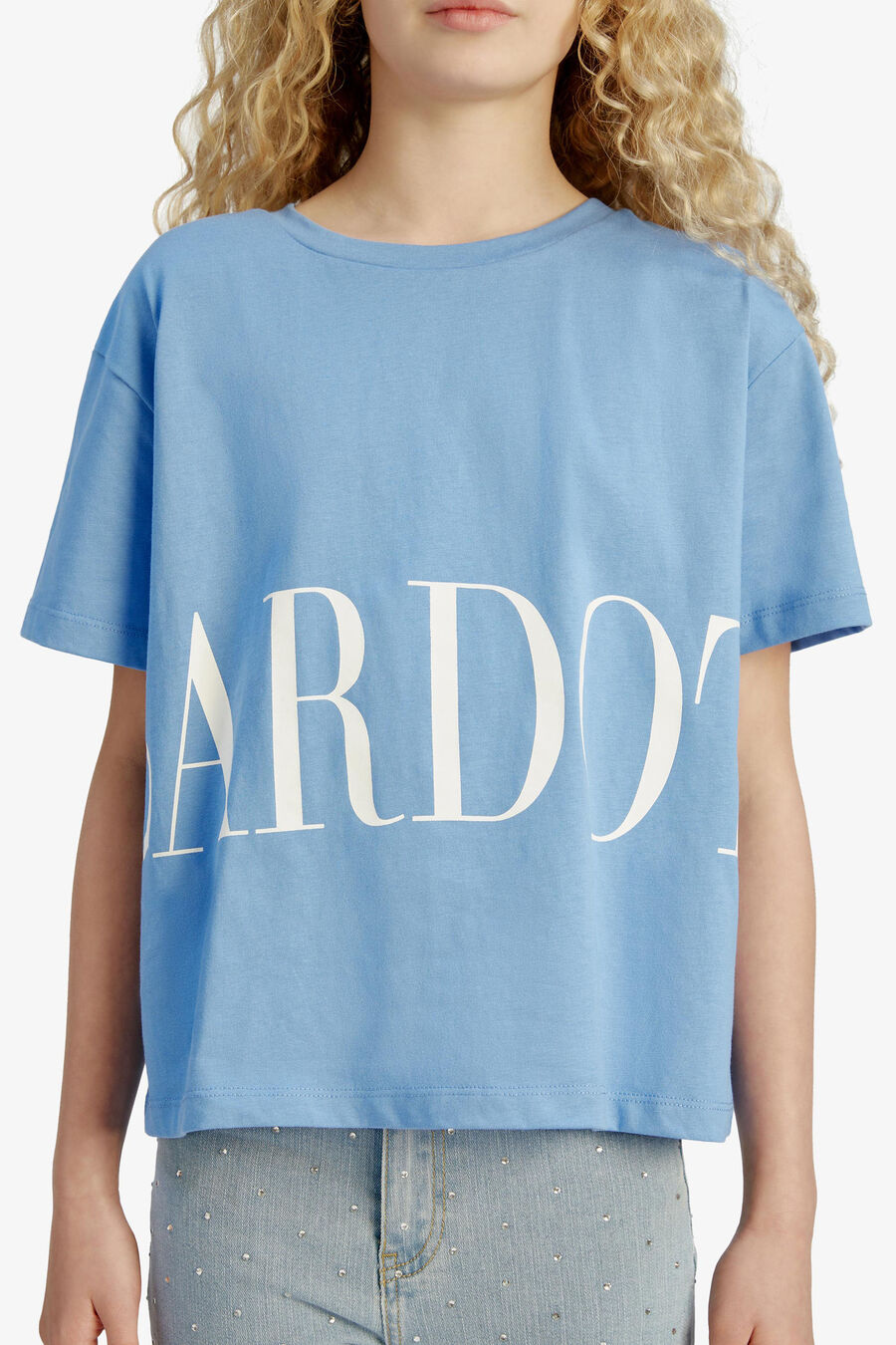 BARDOT BOXY TEE in colour CORNFLOWER