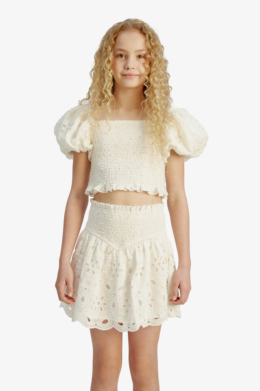 ASHLYN BRODERIE SKIRT in colour WHITE