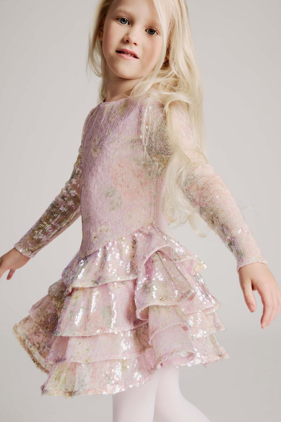 ABBY SEQUIN MINI DRESS in colour PINK FLRL
