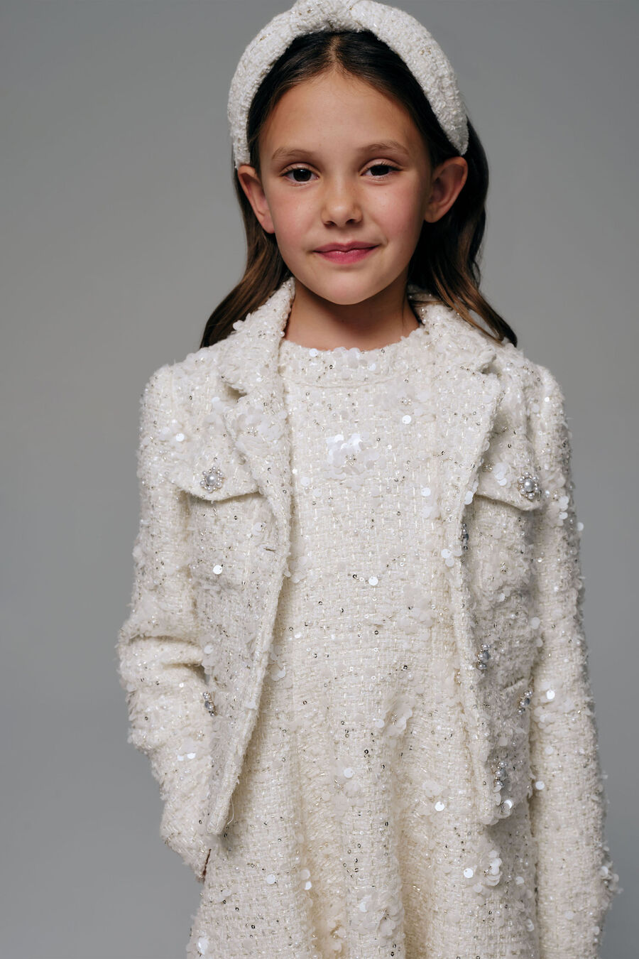 YVE BOUCLE MINI DRESS in colour IVORY