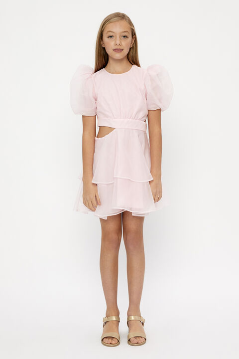 MAIA ORGANZA MINI DRESS in colour CHALK PINK