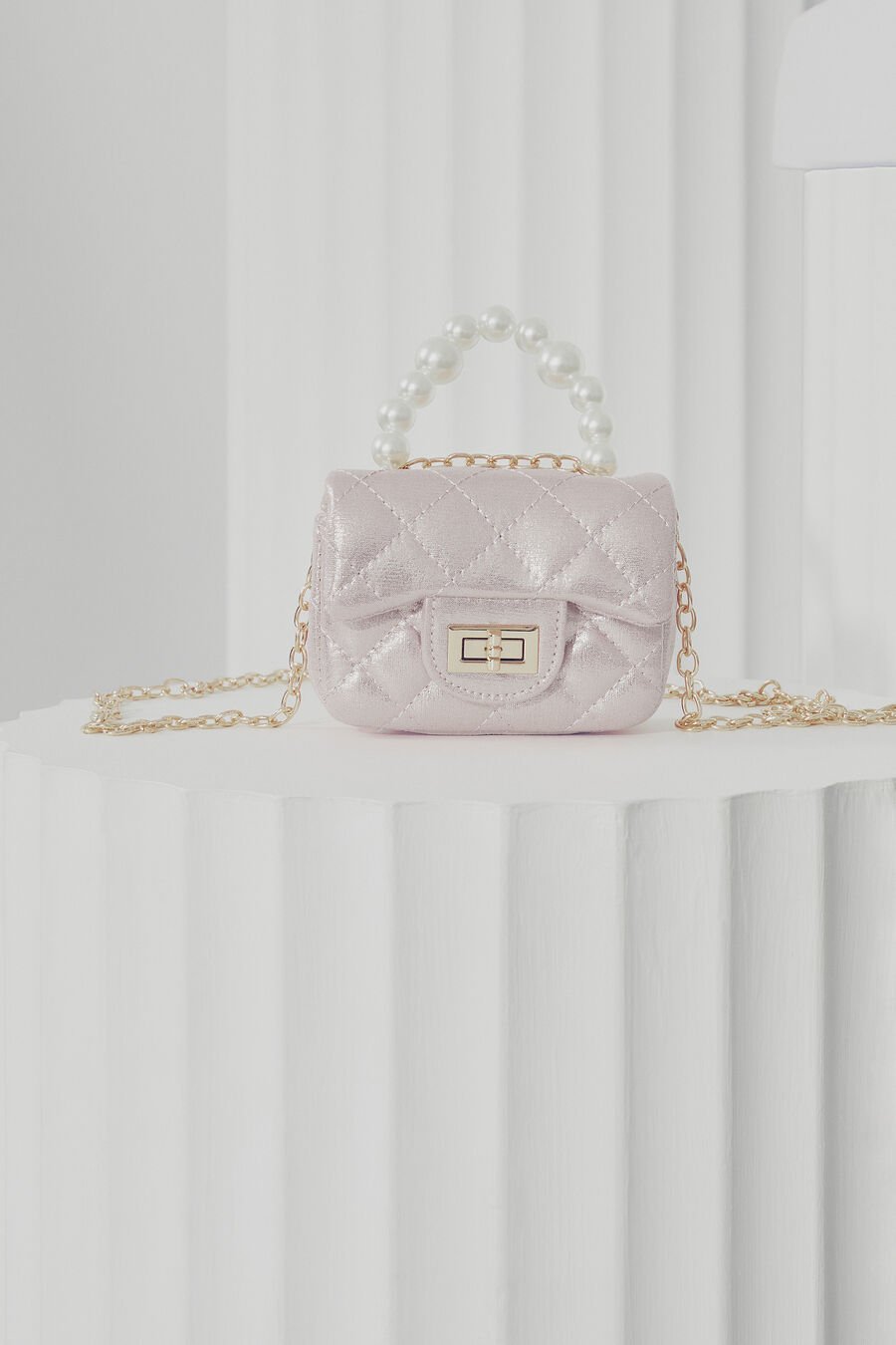 PEARLISED MINI BAG in colour SILVER