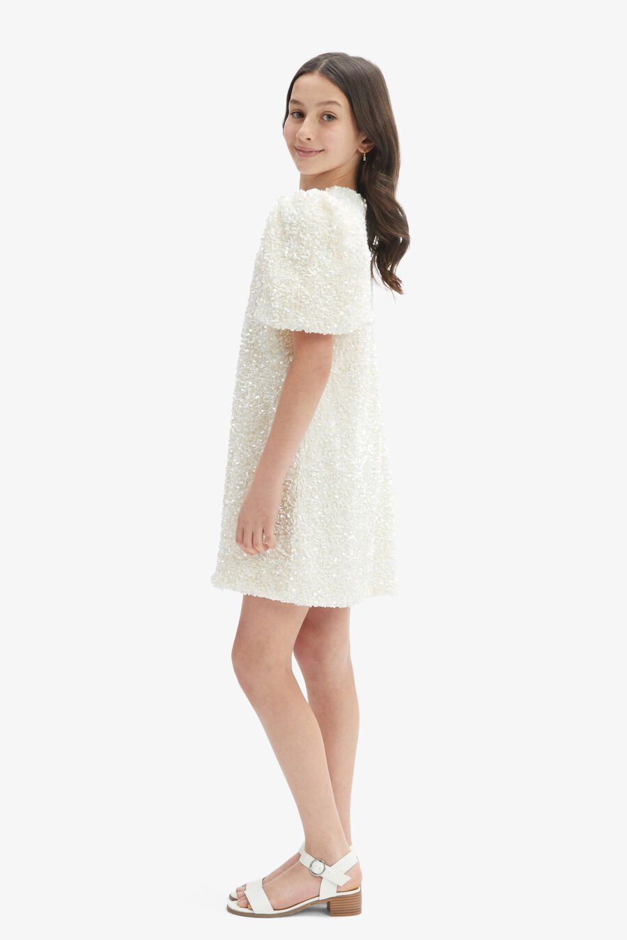 GISELLE MINI SEQUIN DRESS in colour WHITE