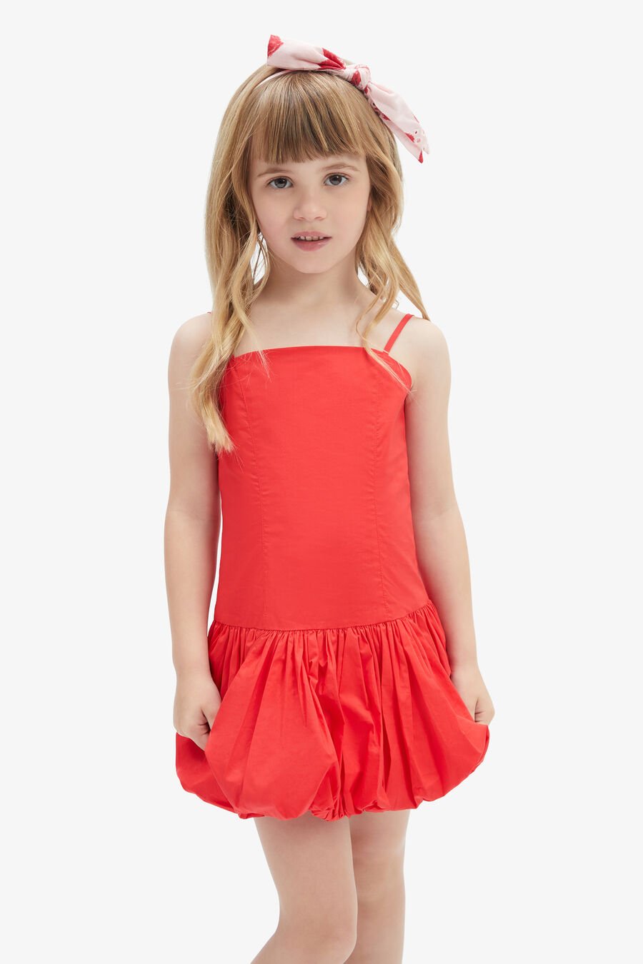 JUNE POPLIN DRESS in colour RED