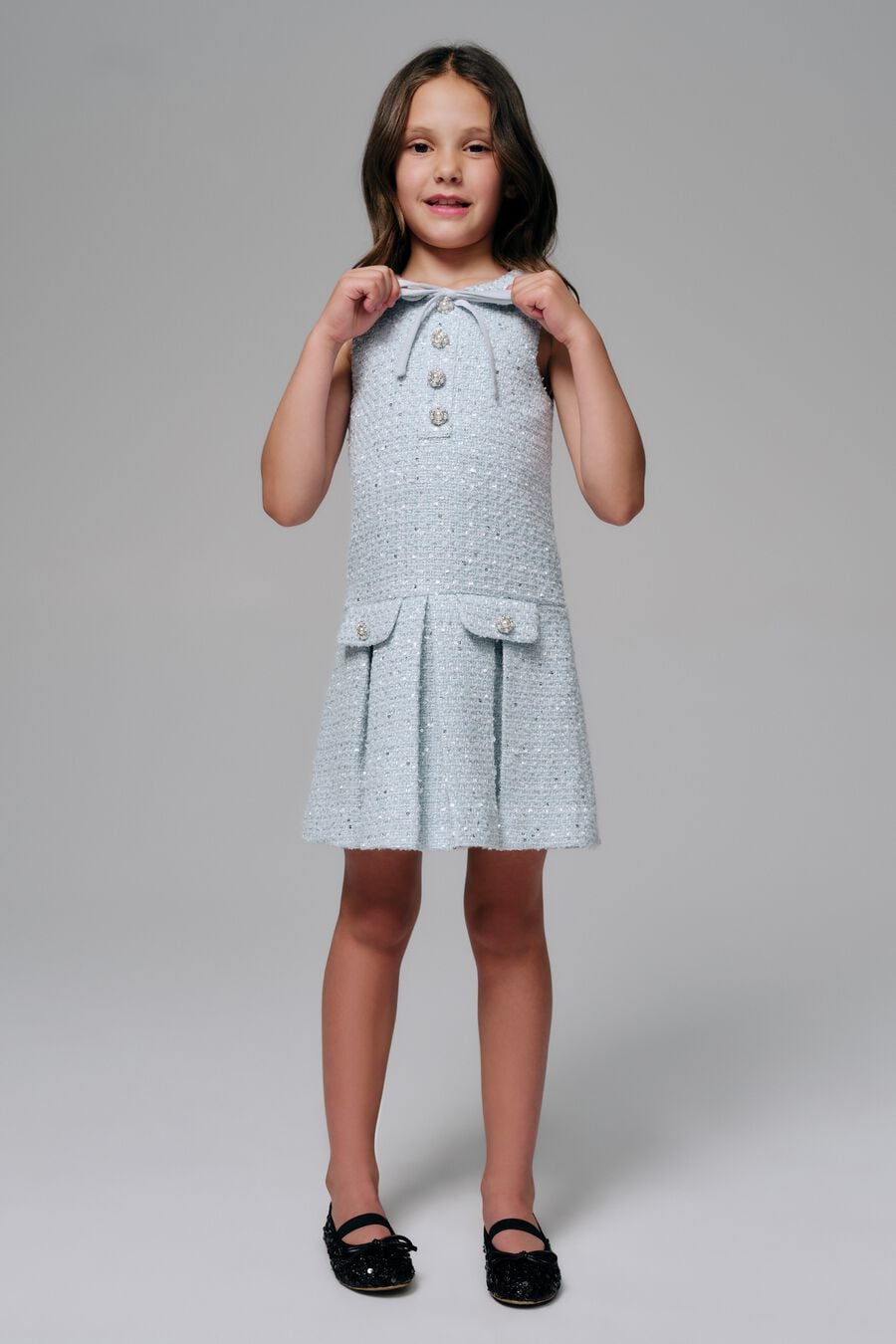 Girls Enes Sequin Boucle Mini Dress