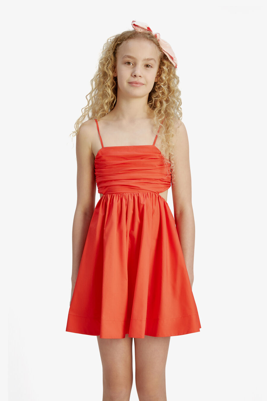 ZARELA POPLIN DRESS in colour POPPY RED