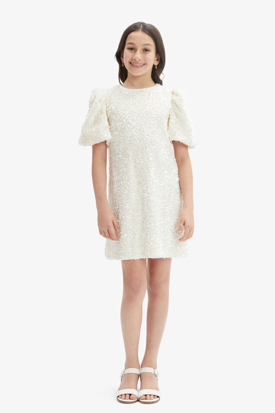 GISELLE MINI SEQUIN DRESS in colour WHITE