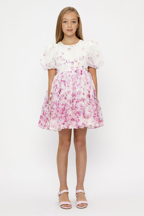 GIRLS HALEY PUFF MINI DRESS in colour PINK CARNATION