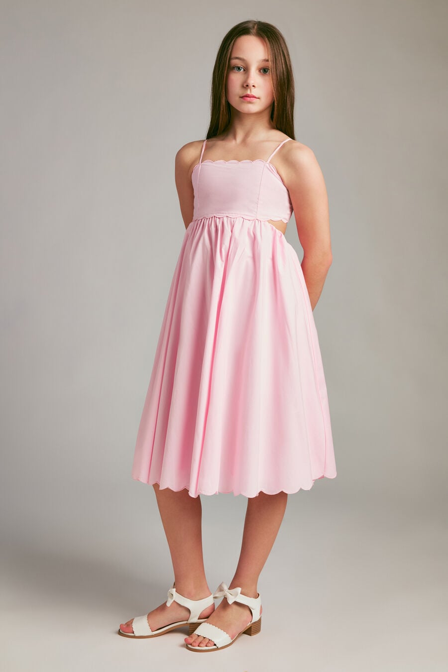 ZARIA MIDI POPLIN DRESS in colour Bliss Pink