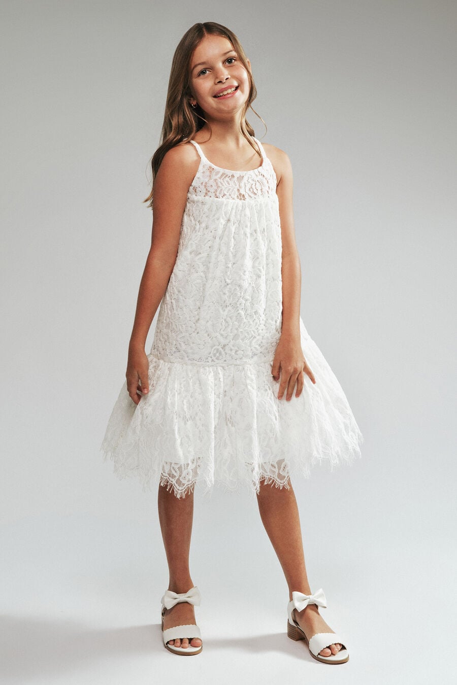Girls Bessy Lace Cape Dress