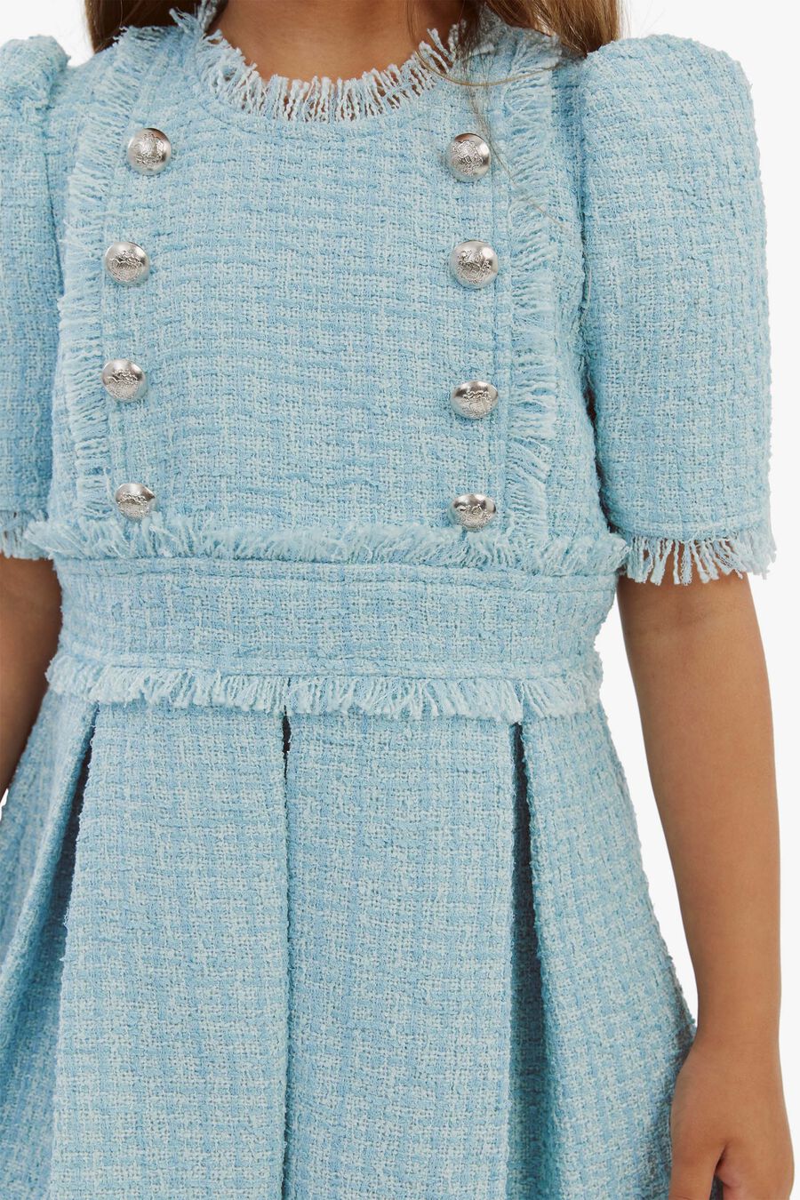BRIELLE BOUCLE DRESS in colour BABY BLUE