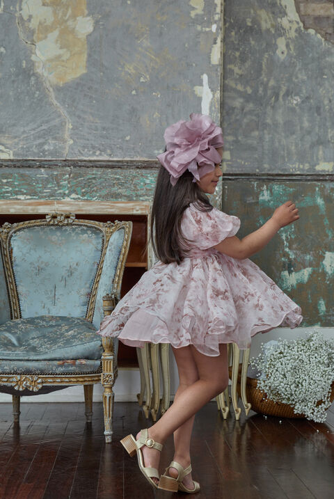 GIRLS PENNY ORGANZA MINI DRESS in colour CAVIAR