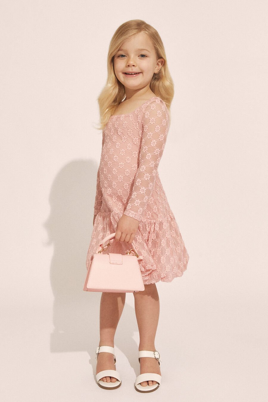 ROSALIE BUBBLE MINI DRESS in colour CLOUD PINK