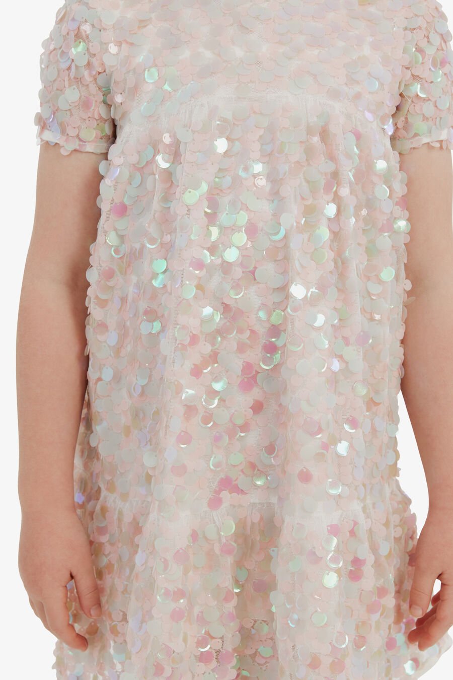 SEQUIN TIERED DRESS in colour PINK ICING