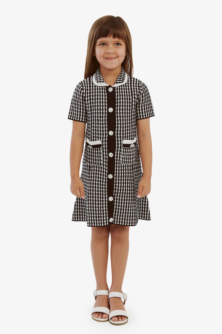 Girls Gingham Knit Dress