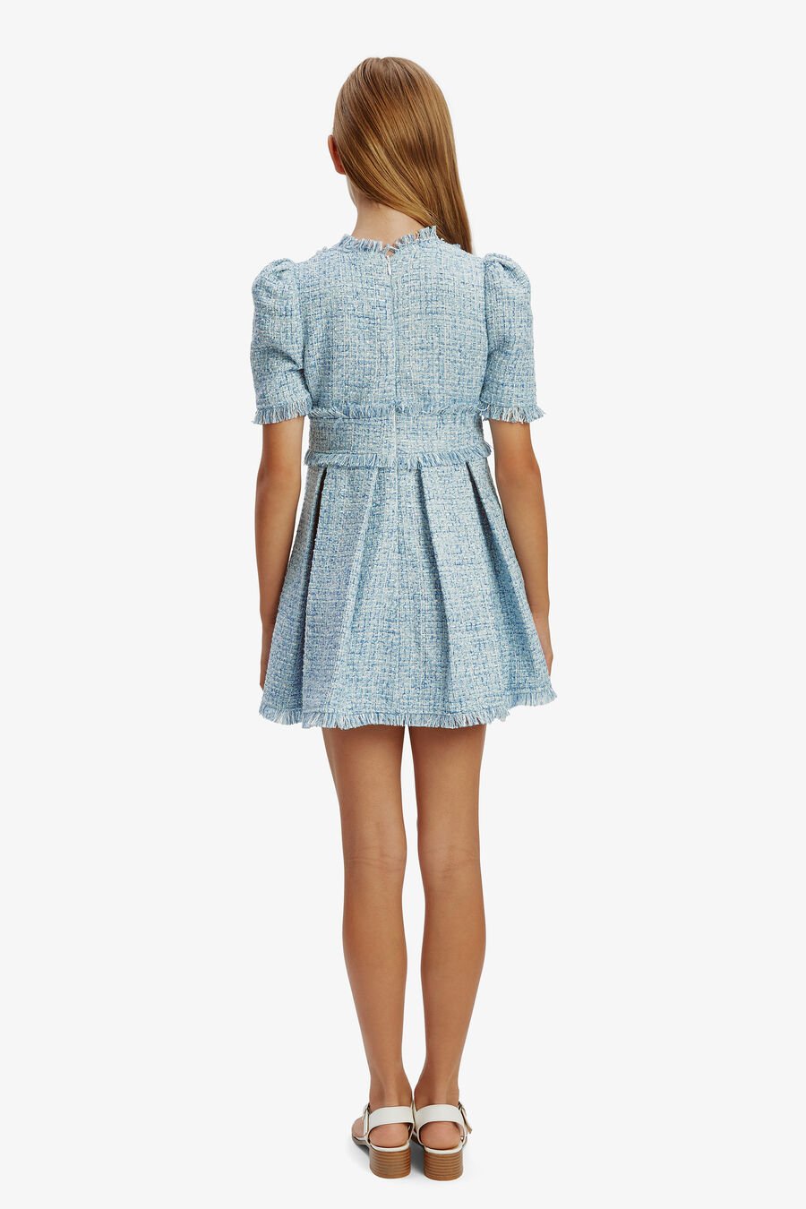 BRIELLE BOUCLE DRESS in colour BLUE MIST