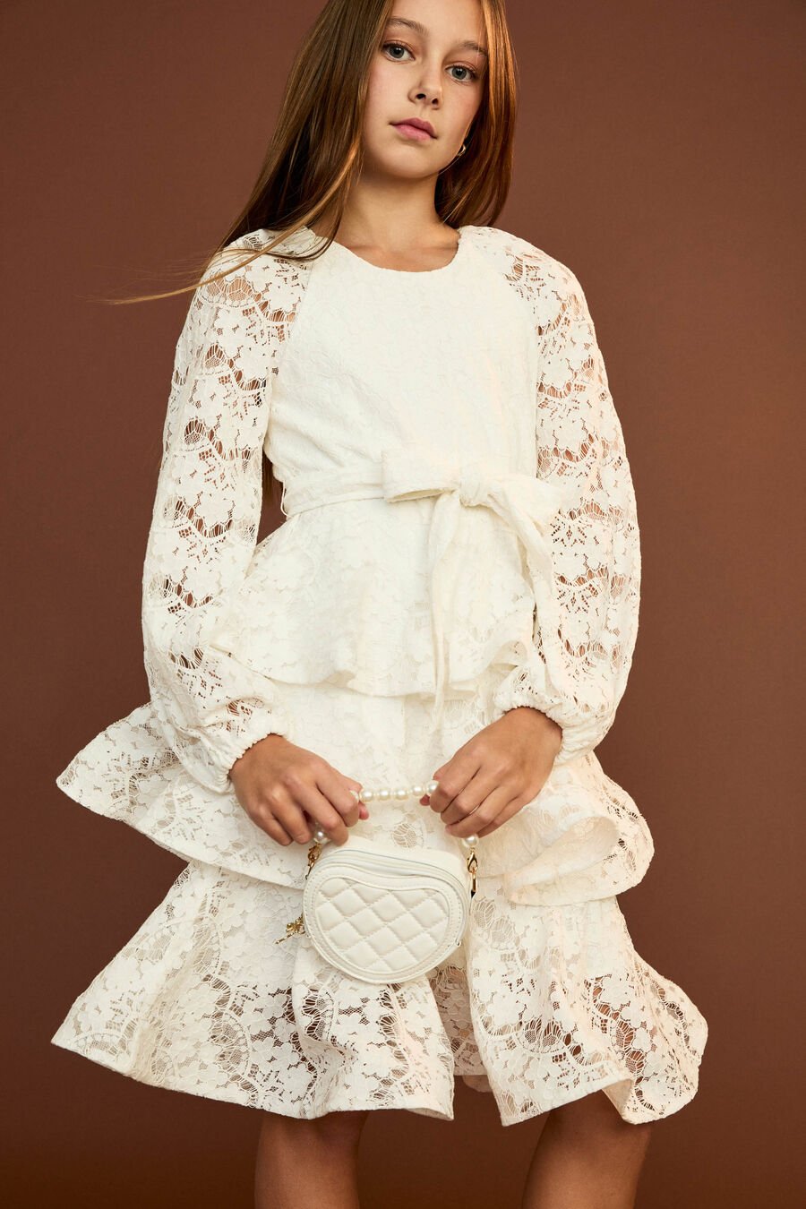 CATALINA LACE DRESS in colour Orchid White