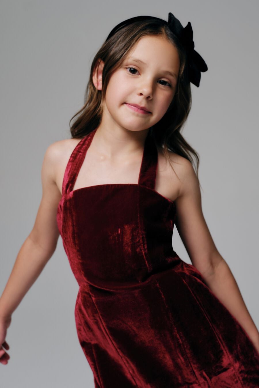 Girls Nevelle Velvet Mini Dress