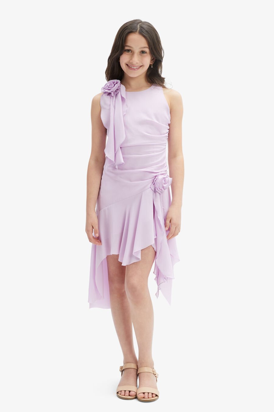 ADDISON HIGH LOW DRESS in colour LILAC LILY