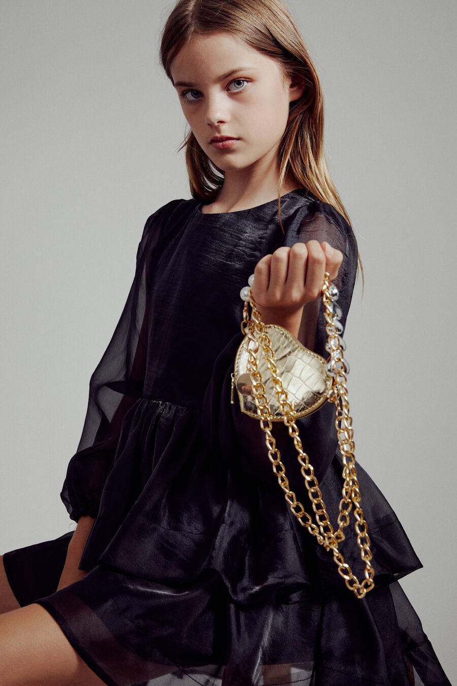 Girls Metallic Heart Bag