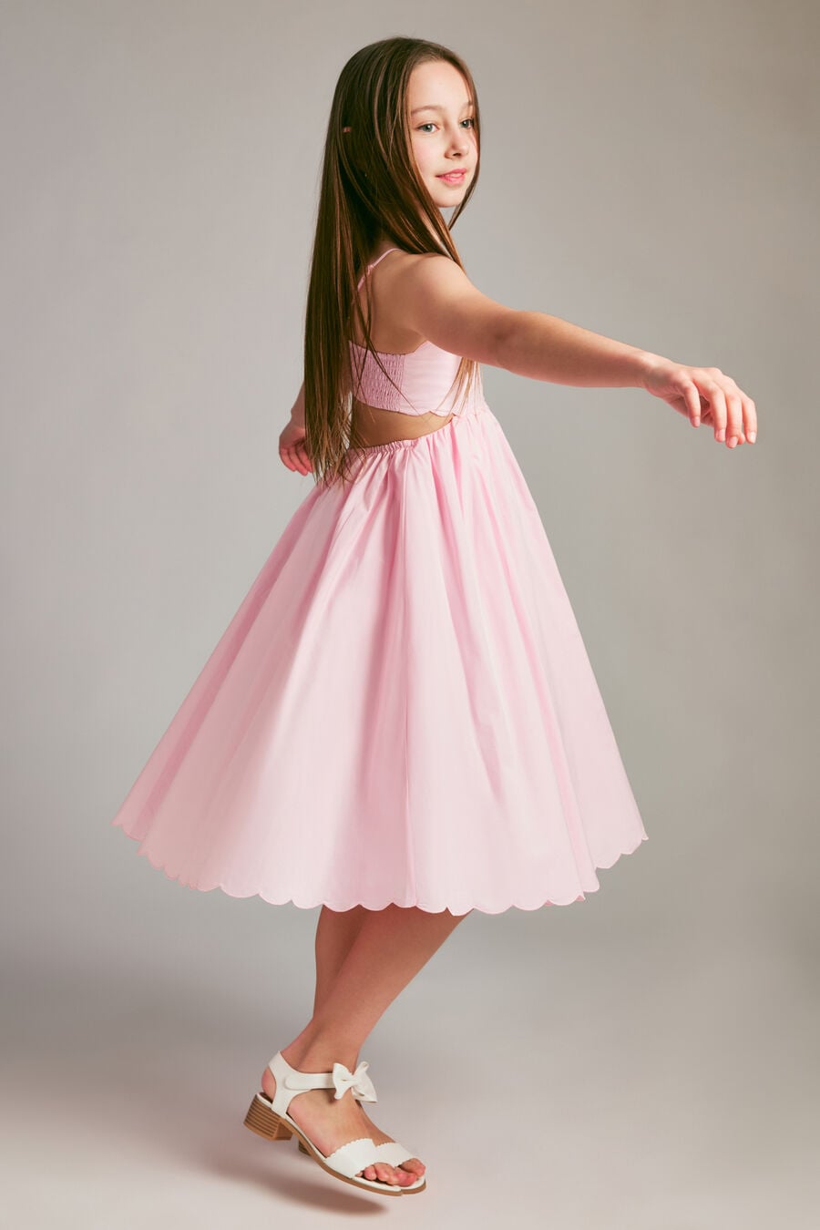 ZARIA MIDI POPLIN DRESS in colour Bliss Pink