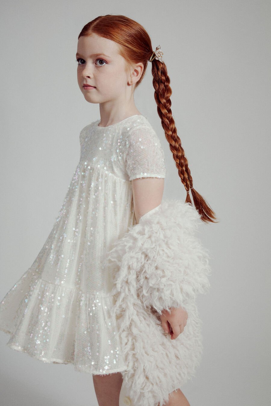 SEQUIN TIERED DRESS in colour ARCTIC ICE