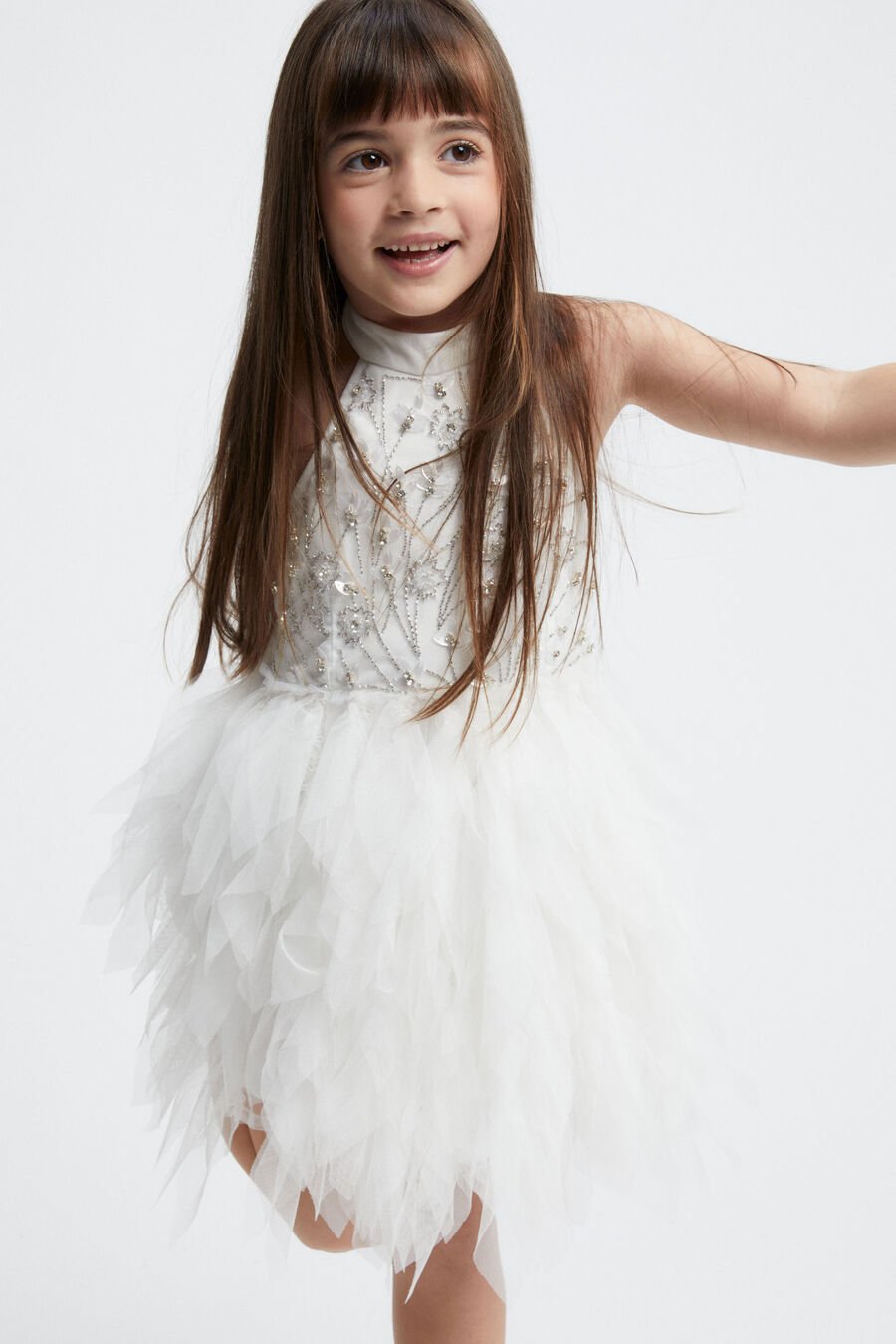 SYLVIE BEADED DRESS in colour IVORY