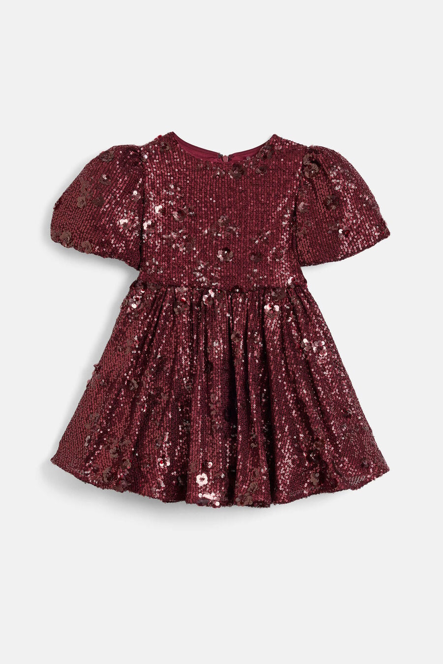 ISABEL FLOWER SEQUIN DRESS in colour Burgundy