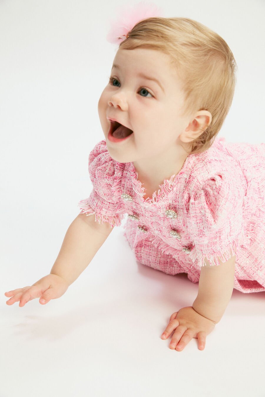 ELLIA BOUCLE DRESS in colour PINK ICING
