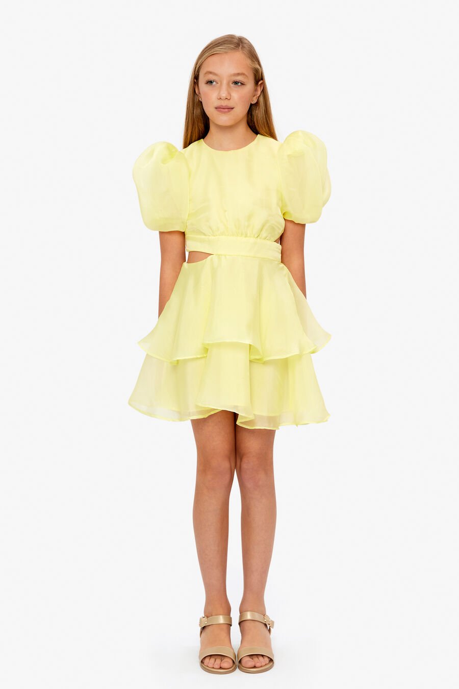 ENYA ORGANZA MINI DRESS in colour SUNSHINE