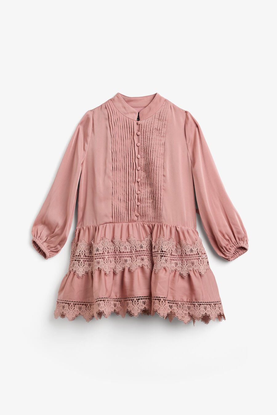 ANIE SATIN SHIRT DRESS in colour Dusty Pink