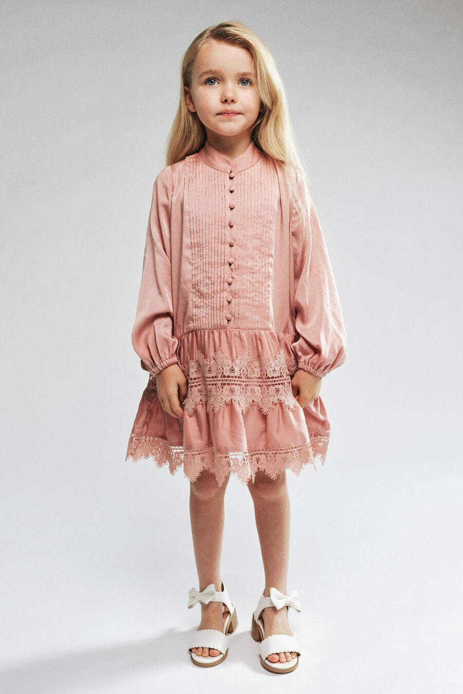 ANIE SATIN SHIRT DRESS in colour Dusty Pink