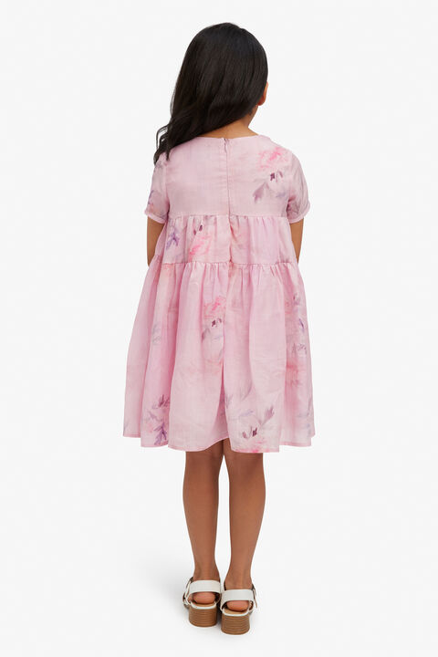 GIRLS ella floral tiered dress in colour PEACH WHIP