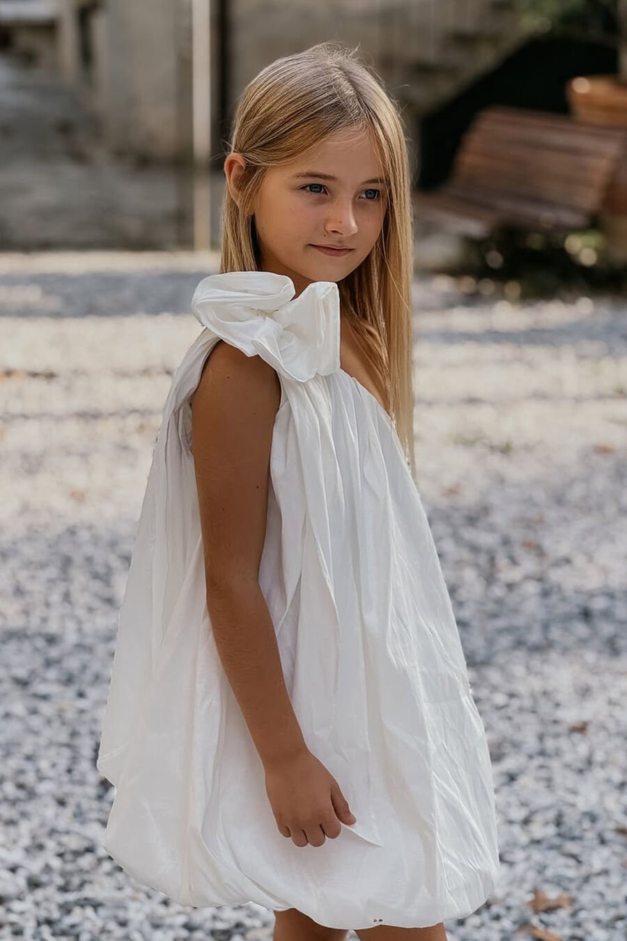 ALERY BUBBLE DRESS in colour WHITE