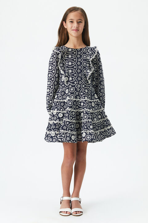 Girls SADIE BRODERIE DRESS in colour BLACK IRIS